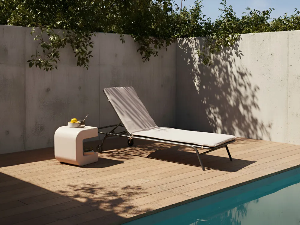 Sun Lounger VOLTERRA Reclining Metal Beige