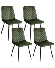 Set of 4 Dining Chairs HAVRE Velvet Olive Green_1070993