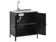 2 Piece Outdoor Kitchen Set with Sink VILAMA Black Metal_872514