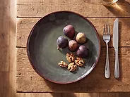 Set med 8 middagstallrikar THYME Stengods Mörkgrön 28 cm_1173642