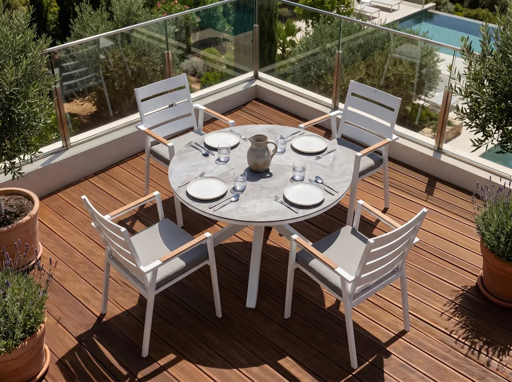 Garden Dining Table MALETTO 120 cm 120 cm Glass Dark Grey