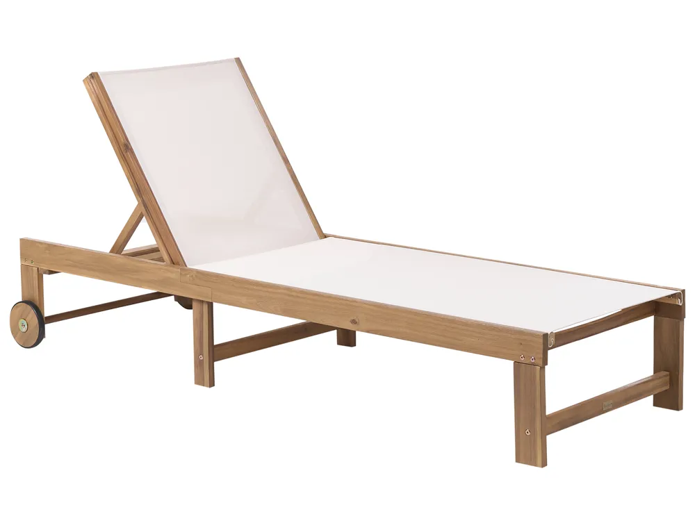 Sun Lounger PEDESINA Reclining Acacia Wood Beige