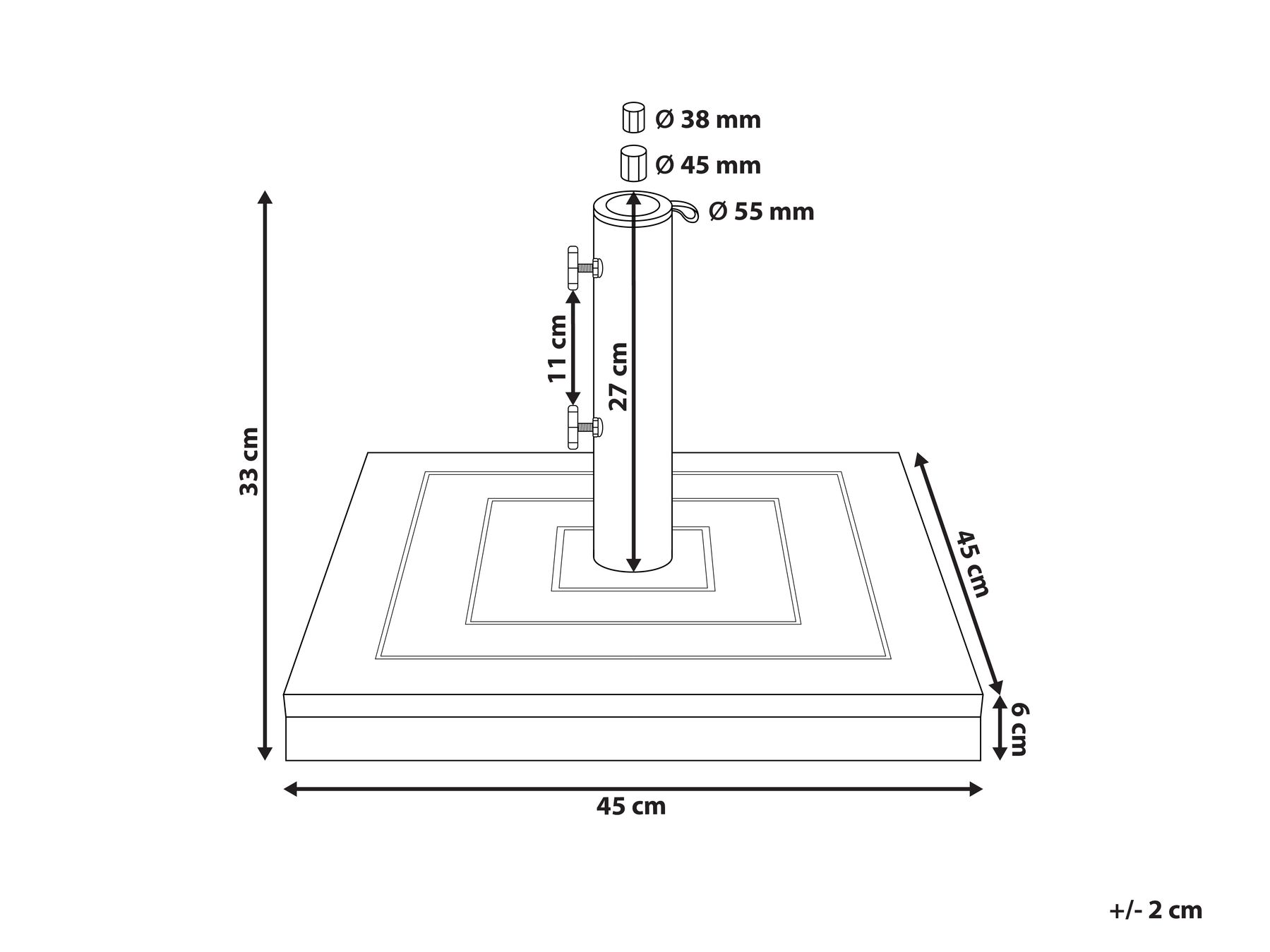 Aurinkovarjon jalka CECCANO Neliö Ruskea 21 kg_984467