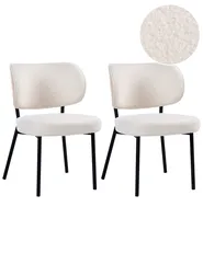 Set of 2 Dining Chairs WONDER Boucle Off-White_1058410