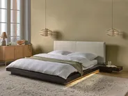 Sänky LED-valolla Buklee ZEN 160 x 200 cm LED-valo Tumma saarniviilu_931444