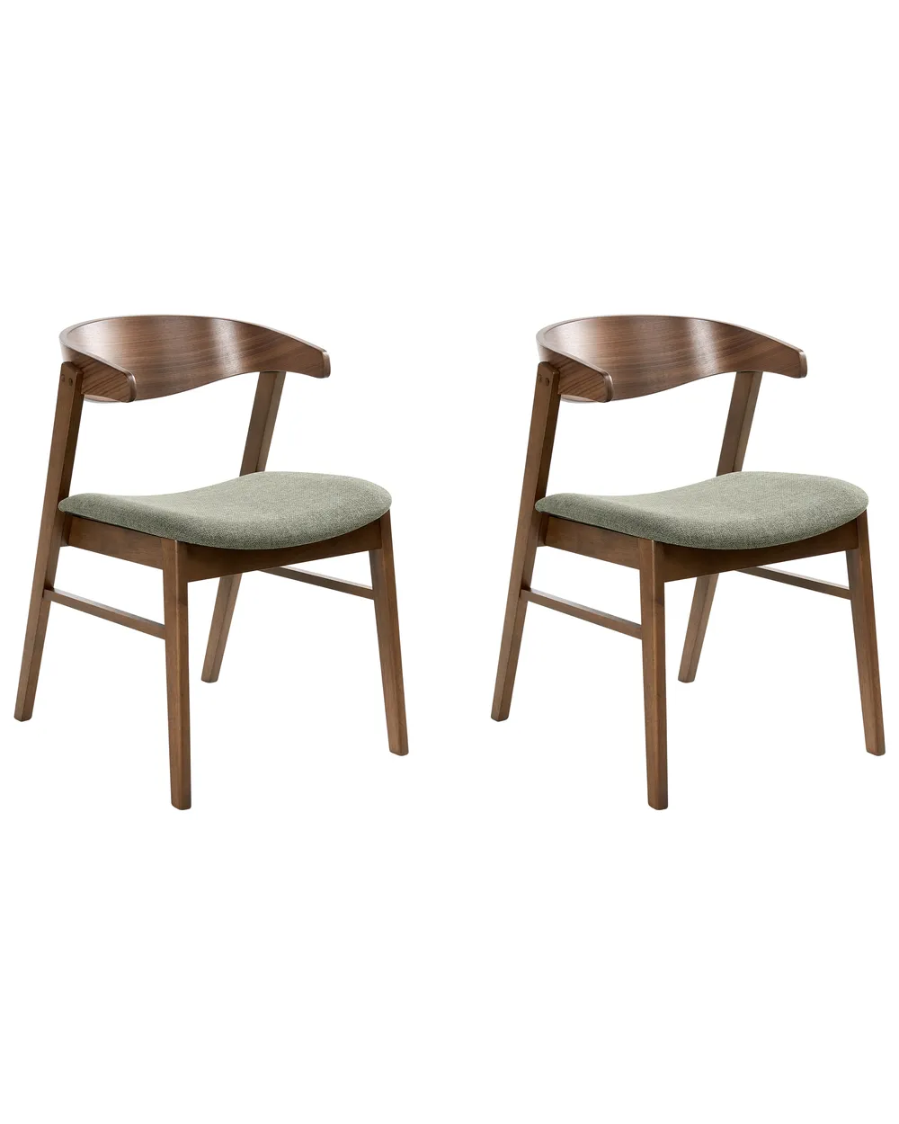 Set of 2 Dining Chairs LILLY Fabric Dark Green/ Brown