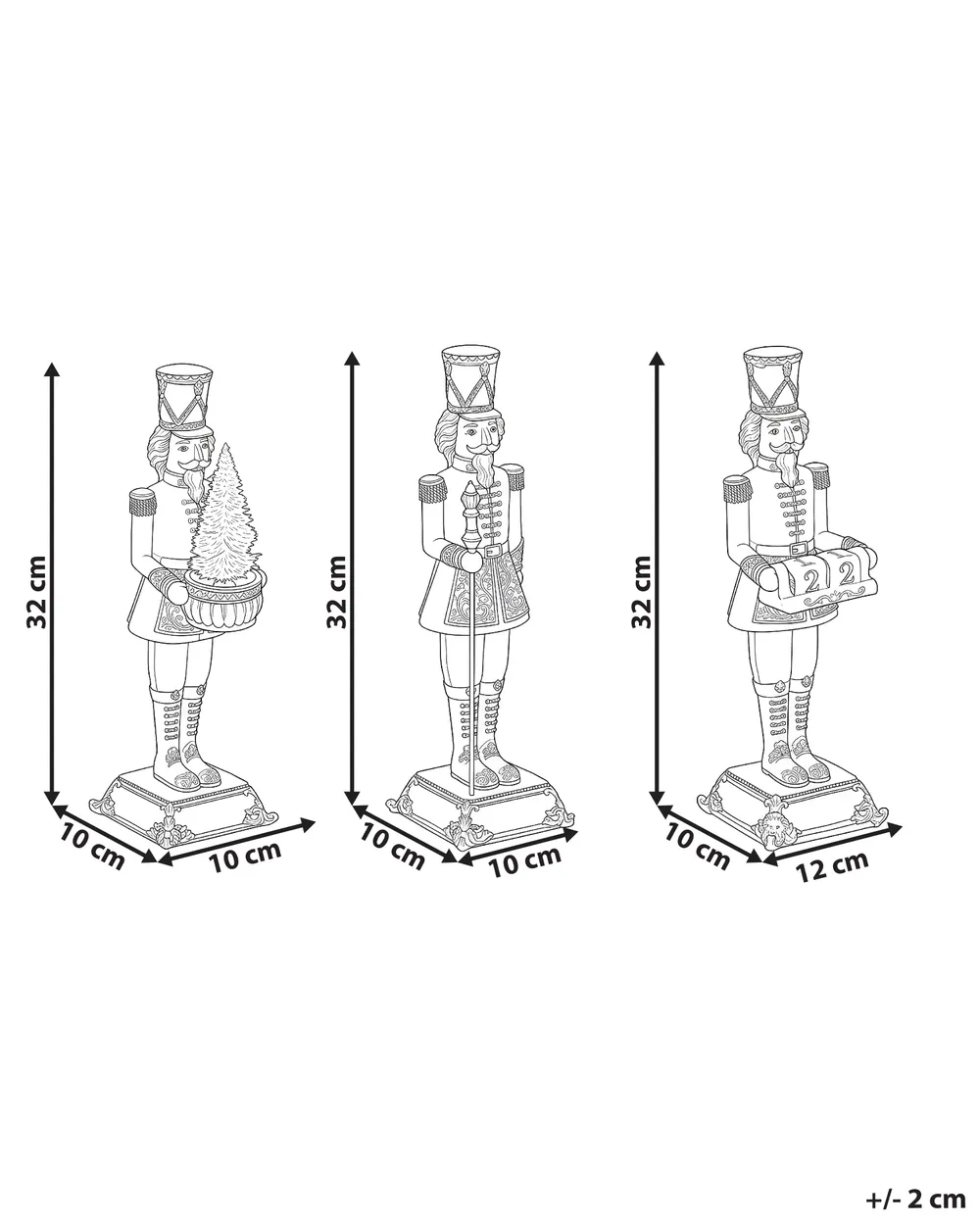 Set med 3 figuriner LED PELLOSNIEMI 32 cm Nötknäckare Flerfärgad_1175351
