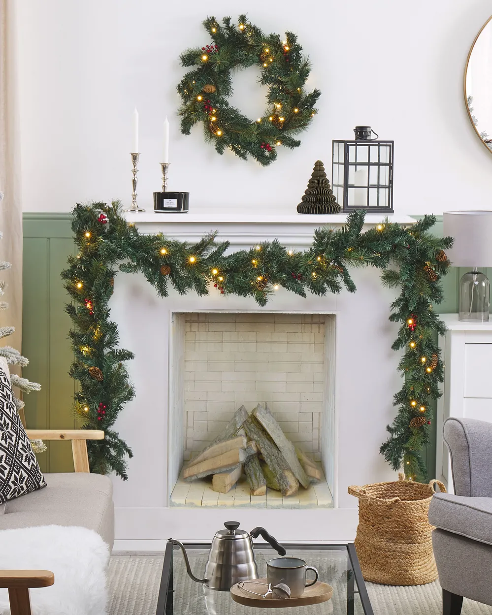 Christmas Wreath LED TENALA 60 cm Green