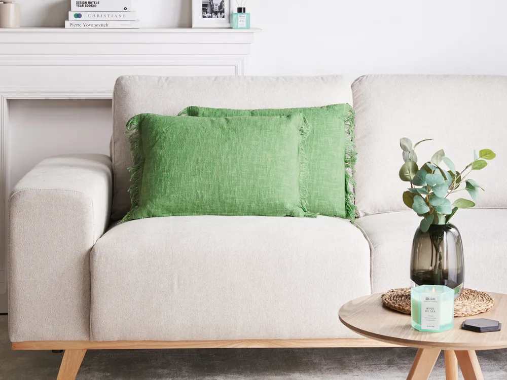 Set of 2 Decorative Cushions MABA 50 x 35 cm Cotton Green Solid