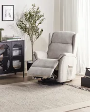 Electric Recliner Chair ELEGY with Footrest Fabric Light Grey_1021371