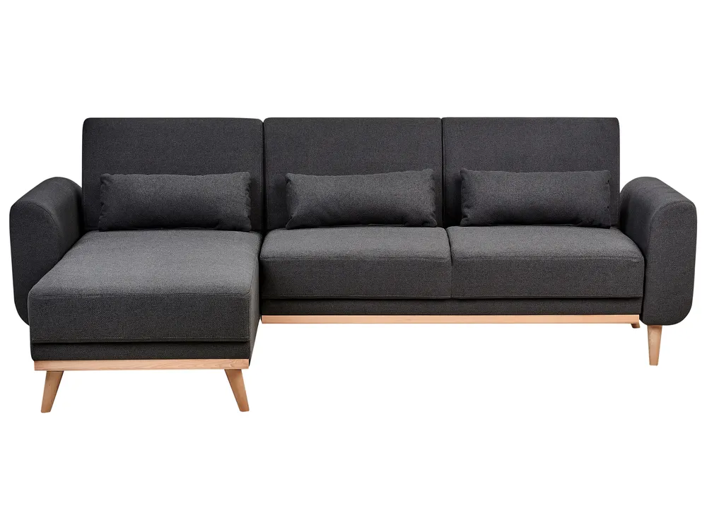 Corner Sofa Bed 3 Seater OLLSTA Fabric Black Right Hand
