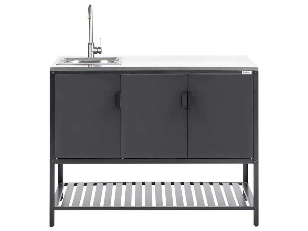 2 Piece Outdoor Kitchen Set with Sink MAENZA Black Metal_981443