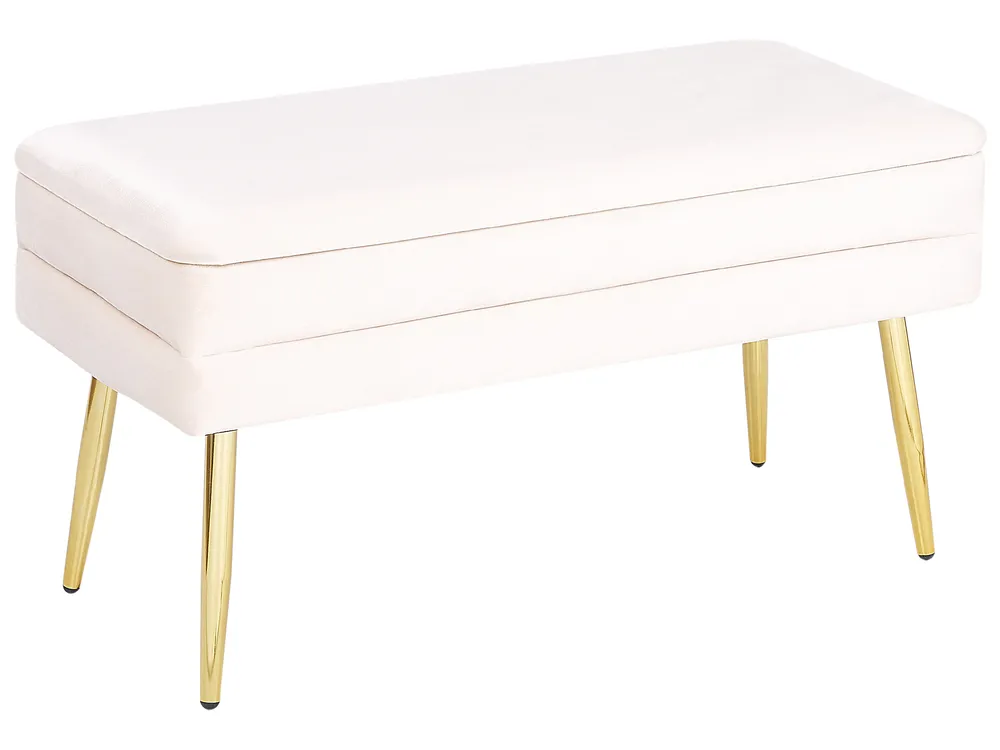 Upholstered Storage Bench DURHAM Velvet Off-White