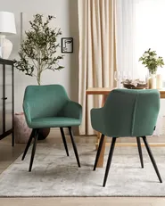 Set of 2 Dining Chairs CASMALIA Velvet Dark Green_898903