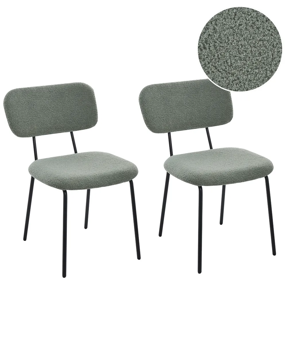 Set of 2 Chairs ADAIR Boucle Light Green