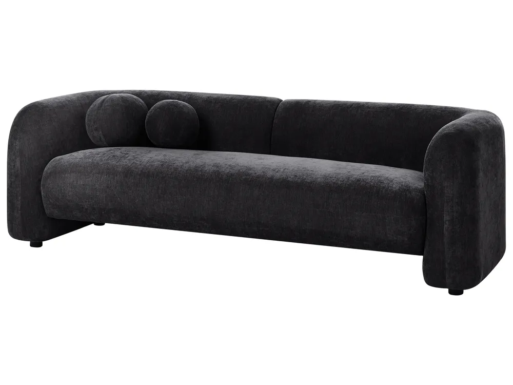 Living Room Set 4 Seater LEIREN Chenille Black_1028708