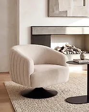 Swivel Armchair NORAGER Fabric Light Beige_1165186