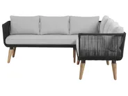 Garden Corner Sofa with Table 5 Seater ALCAMO Acacia Wood Black Left Hand_764948