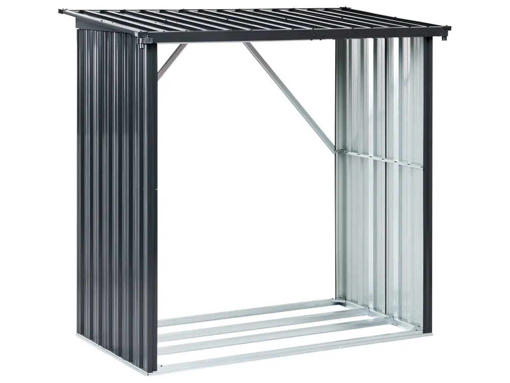 Garden Log Store SCHEGGINO 165 cm 89 cm Metal Graphite Grey