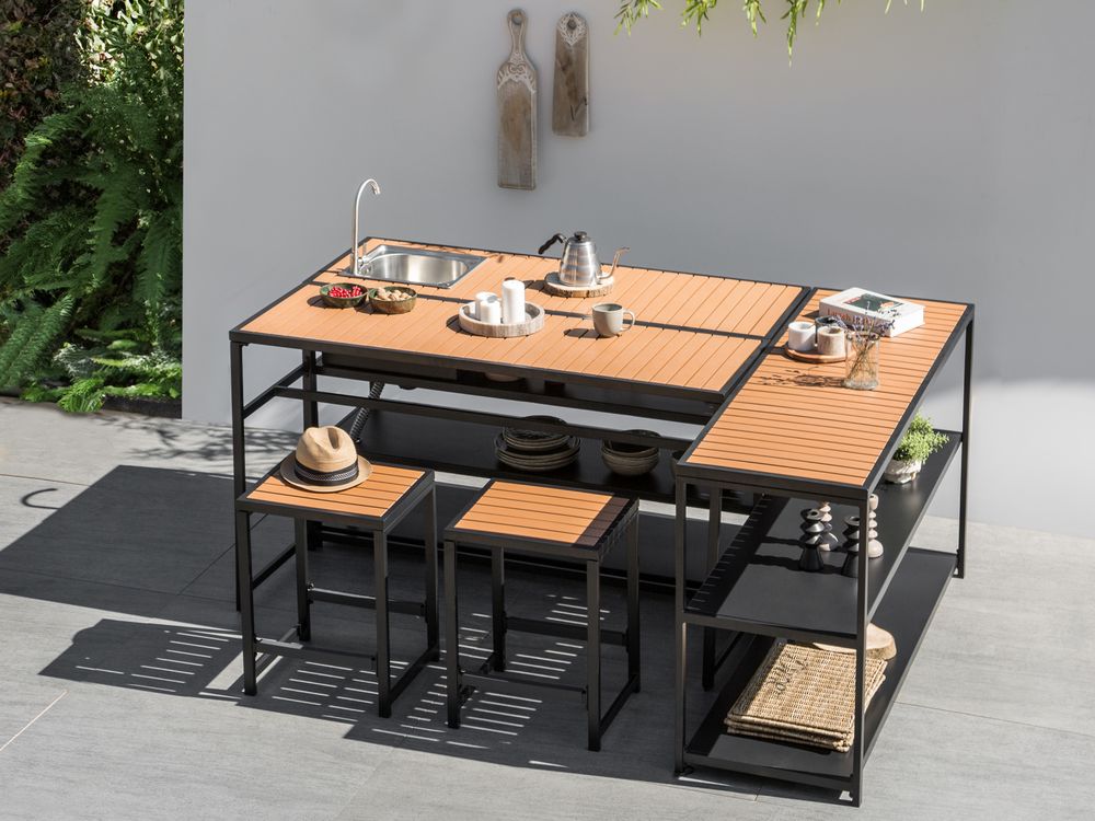 Hagebarsett 2-seters AVETRANA Metall Brun/svart