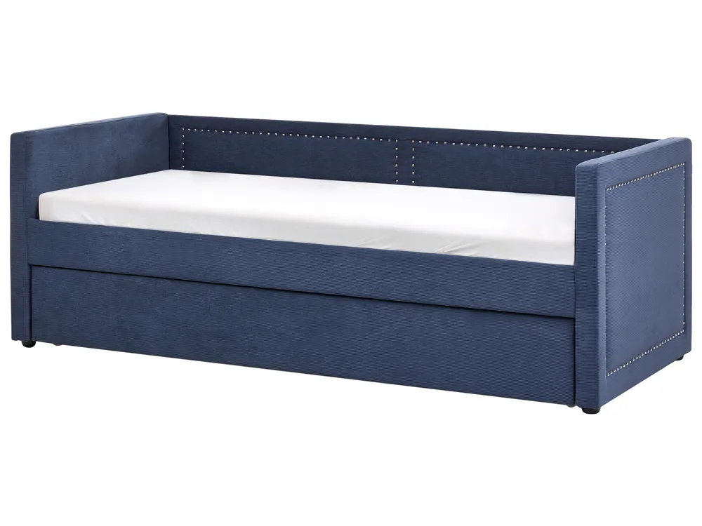 Trundle Bed Corduroy MIMIZAN 90 x 200 cm (EU Single) Navy Blue_1118355