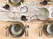 Set med 8 middagstallrikar THYME Stengods Mörkgrön 28 cm_1173639