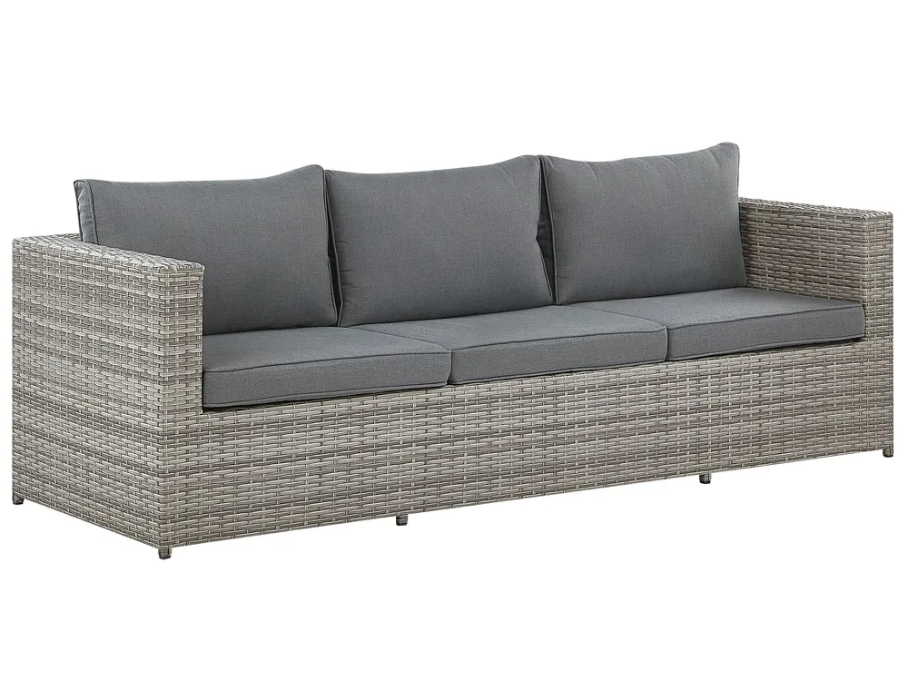 Garden Corner Sofa with Table 5 Seater SABBIA Modular PE Rattan Light Grey Left Hand_808986