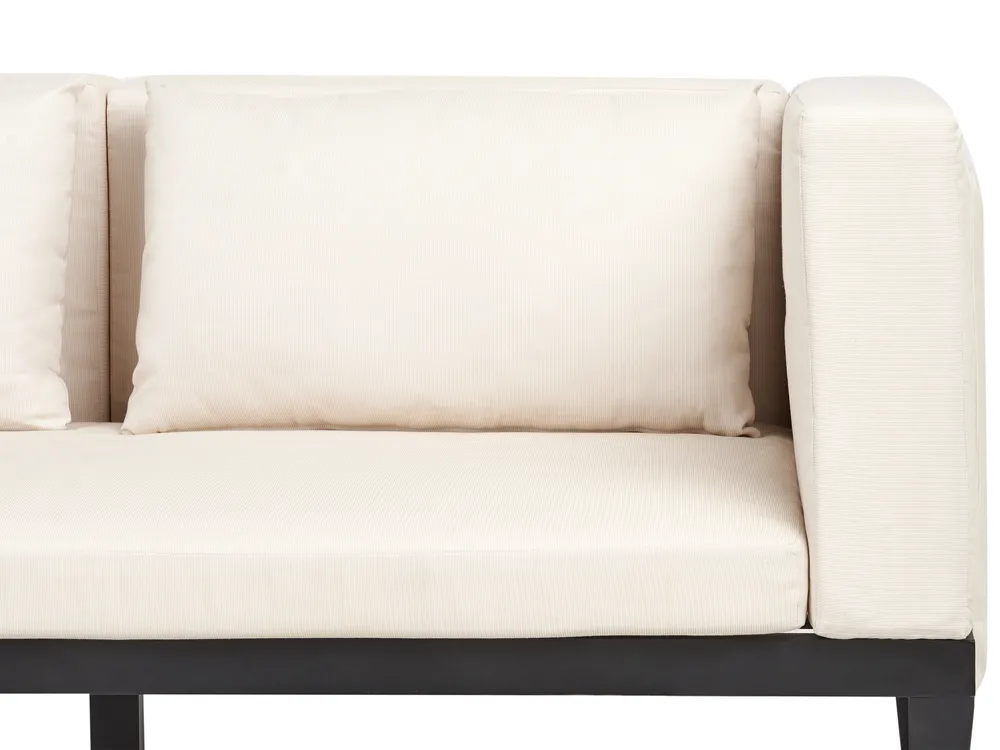 Garden Corner Sofa with Table 3 Seater BRACCIANO Certified Acacia Wood Light Beige Right Hand_955432