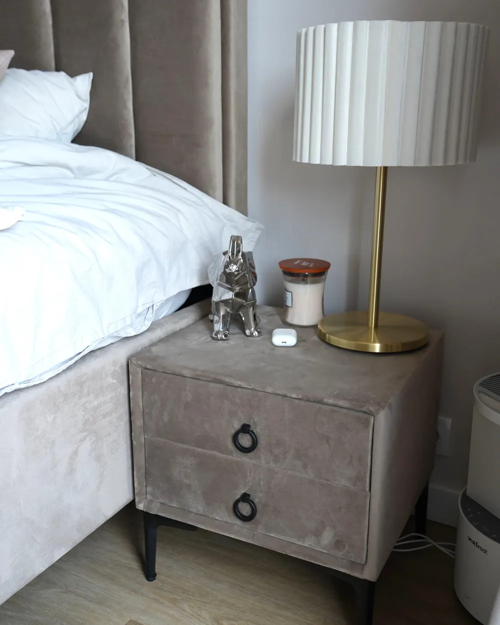 Bedroom Set SEZANNE Velvet Taupe 160 x 200 cm (EU King Size)_1168000