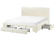 Bed with Storage Drawers SOUTRIN Boucle Off-White 180 x 200 cm (EU Super King)_993492