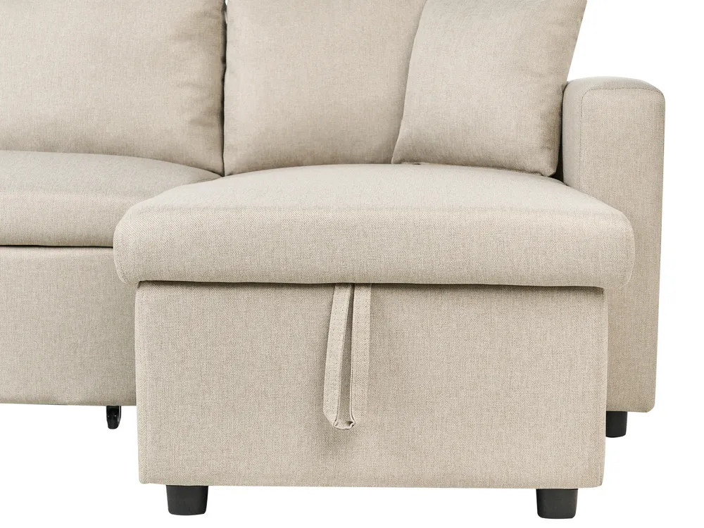 U-Shape Sofa Bed 5 Seater SOMMEN with Storage Fabric Beige_987218