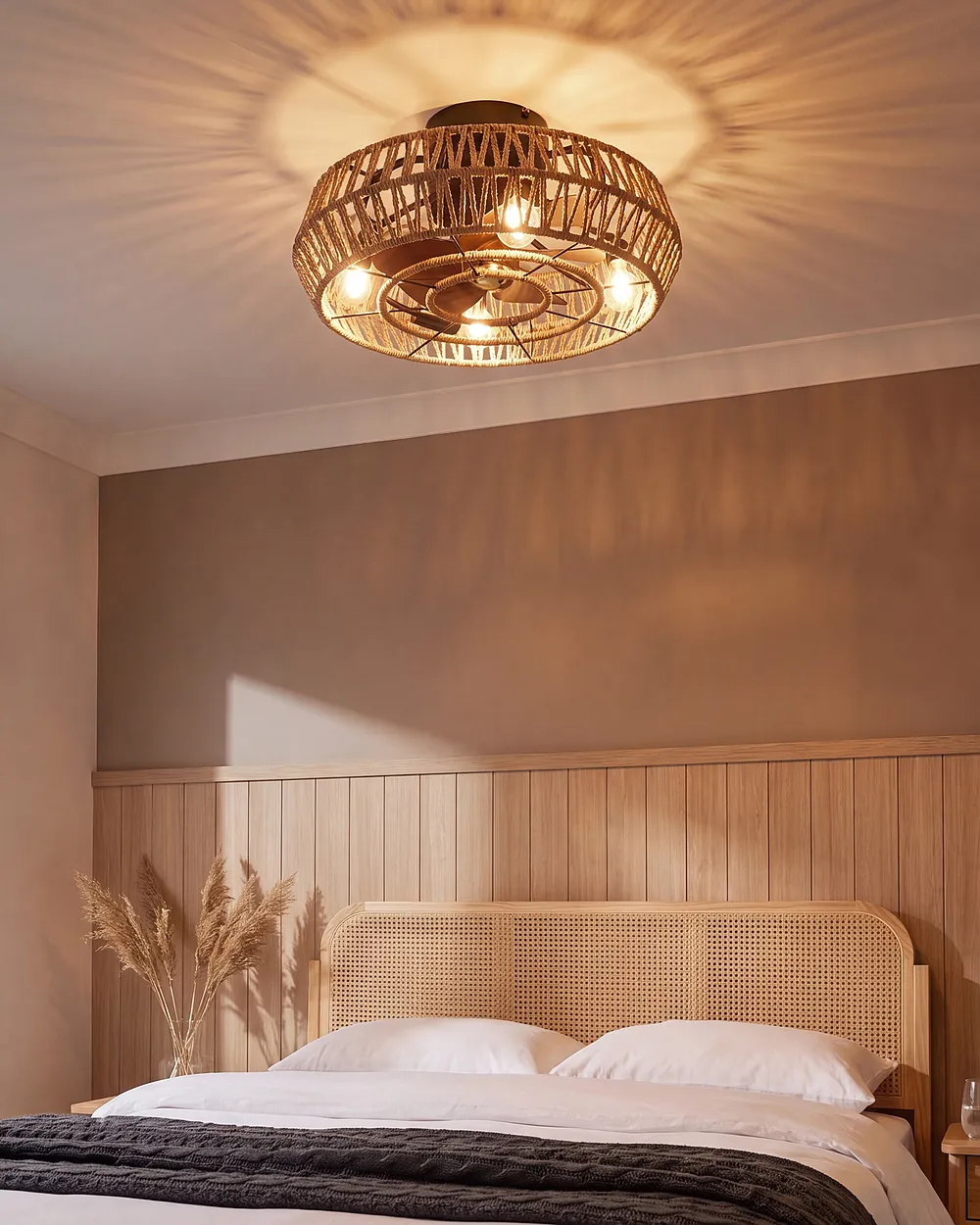 Takfläkt med lampa APOPKA med fjärrkontroll Naturlig