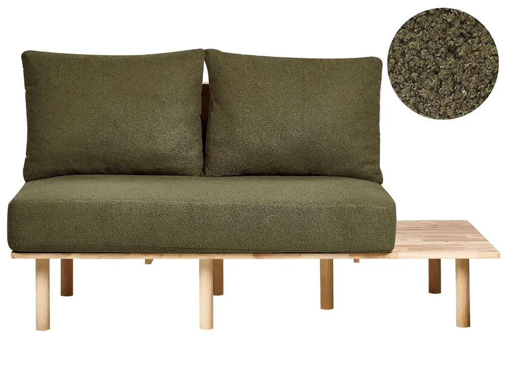 Sofa 2 Seater SALO with Tables Boucle Dark Green
