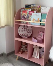 Kirjahylly 3 tasoa LILOET 102 cm Pastellipinkki_994146