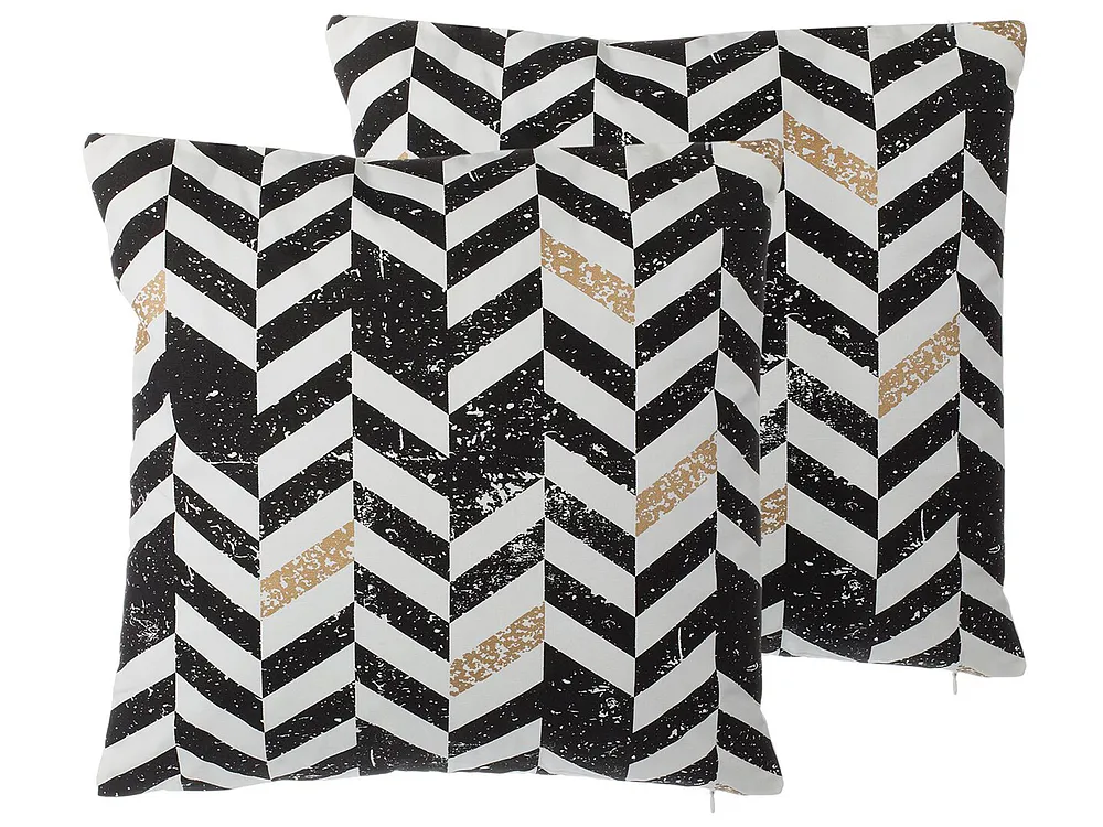 Set of 2 Decorative Cushions HELCONIA 45 x 45 cm Cotton Multicolour Geometric Pattern