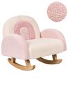Kids Rocking Chair Rainbow OMBO Boucle Pastel Pink