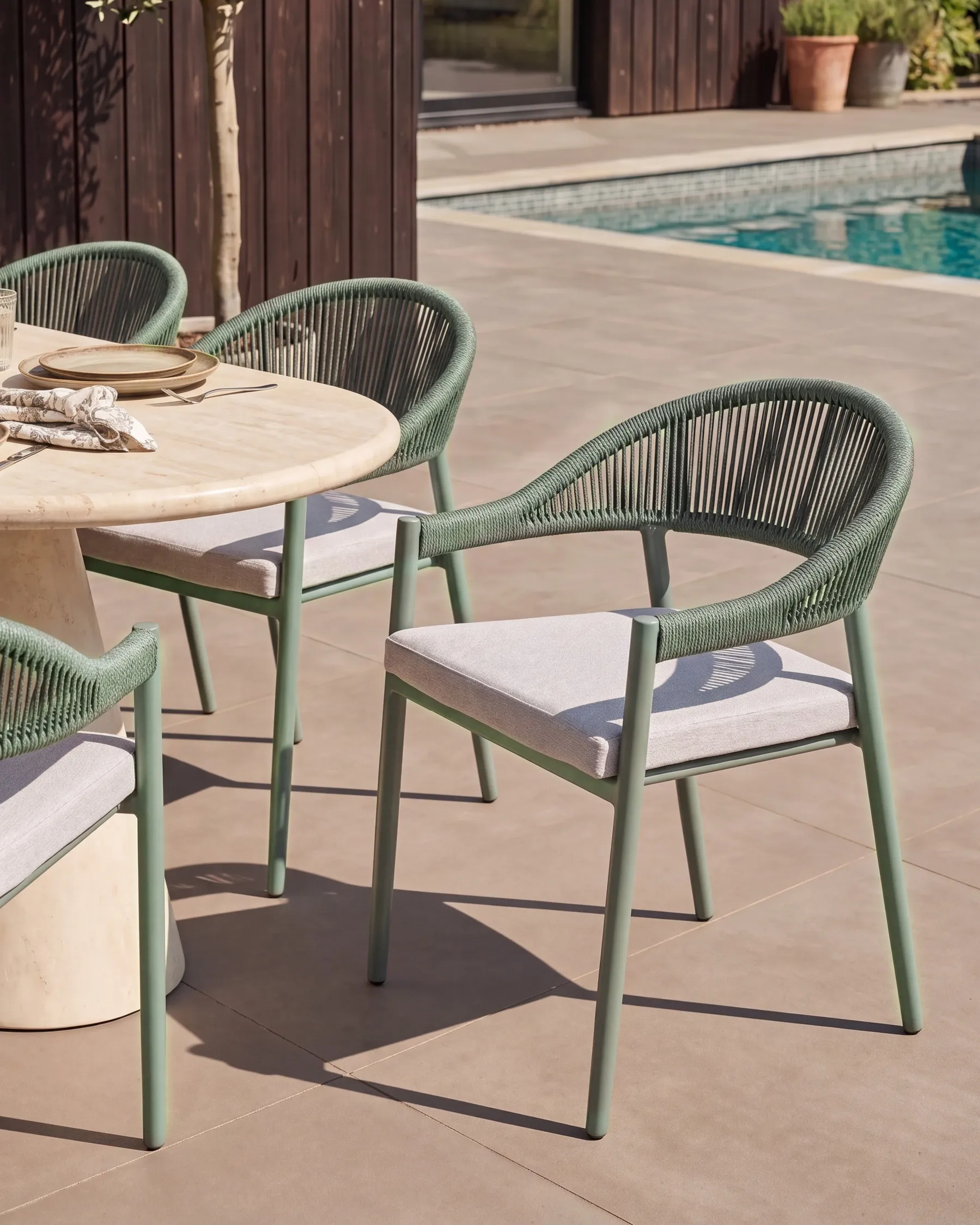 Set of 4 Garden Chairs with Cushions ORMEA Metal Green_1080022