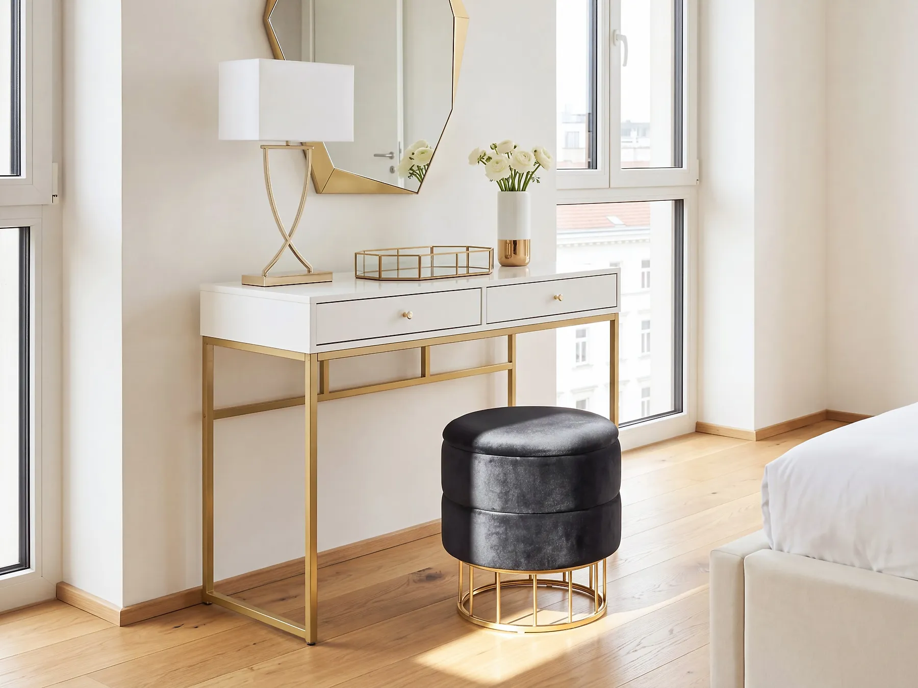 Storage Pouffe ELGIN Velvet Black_1186304