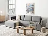Corner Sofa Bed HRISEY with Storage Faux Linen Grey Right Hand