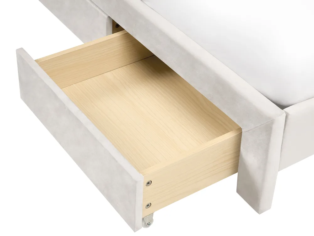 Bed with Storage Drawers LONZAC Velvet Off-White 160 x 200 cm (EU King Size)_1014789