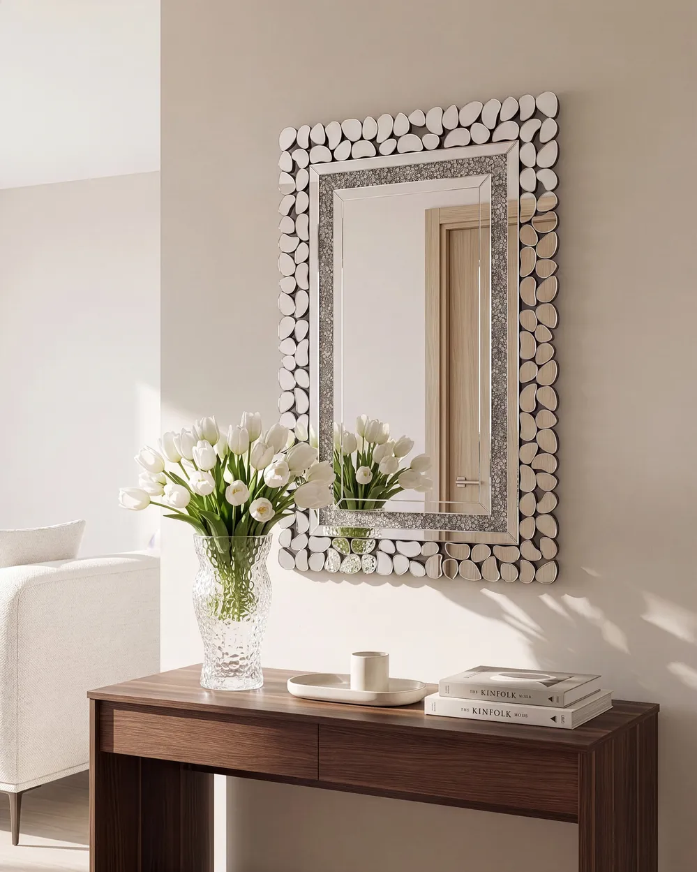 Wall Mirror PABU 60 cm 90 cm Silver
