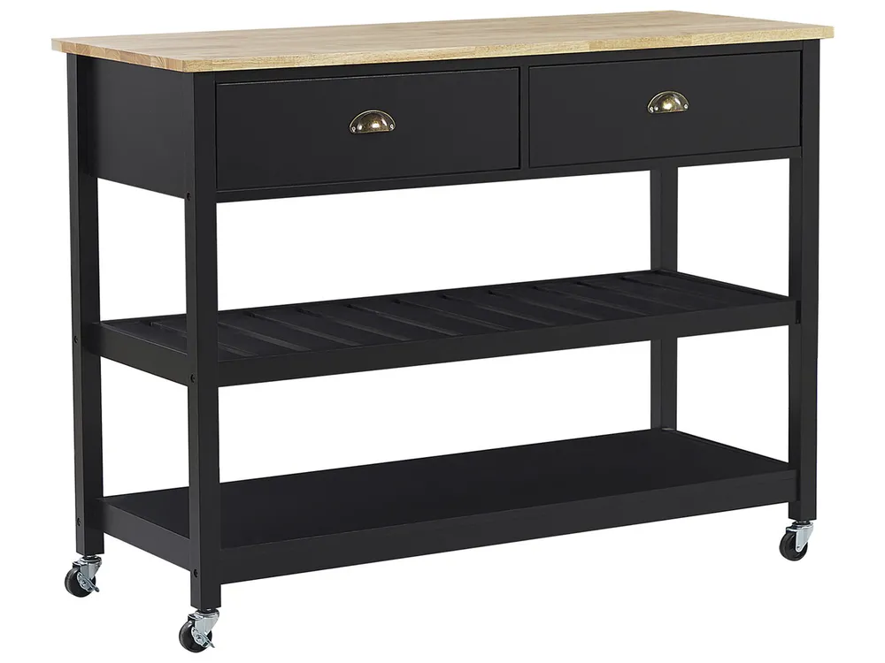 Kitchen Trolley NAVARINO Wood Black