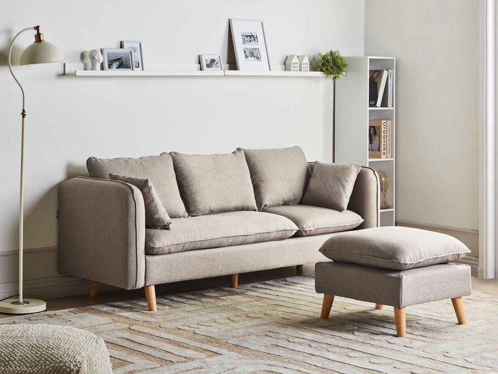 Sofa 3-seter DALVIK med fotskammel Lysebrun