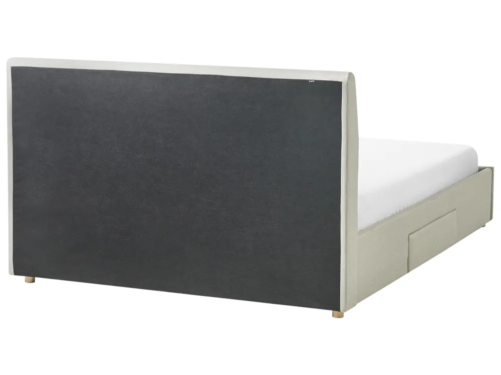 Bed with Storage Drawers SOUTRIN Fabric Beige 160 x 200 cm (EU King Size)_993427