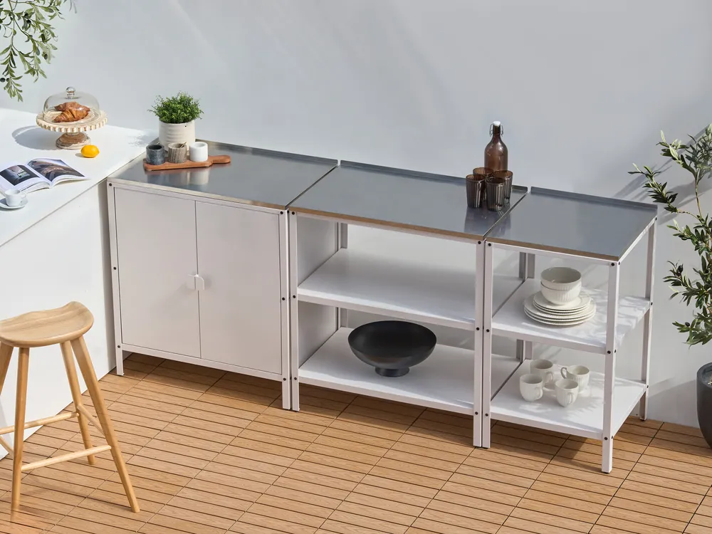 3 Piece Outdoor Kitchen Set VILAMA White Metal