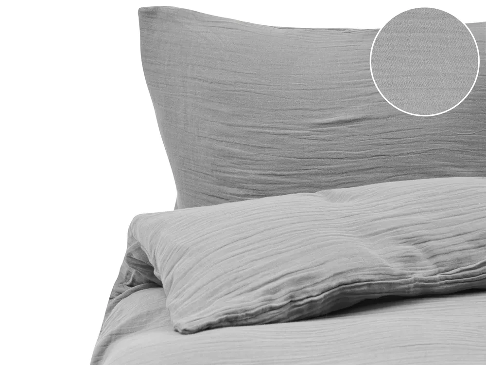 Duvet Cover Set SUMNER 150 x 200 cm Cotton Muslin Light Grey