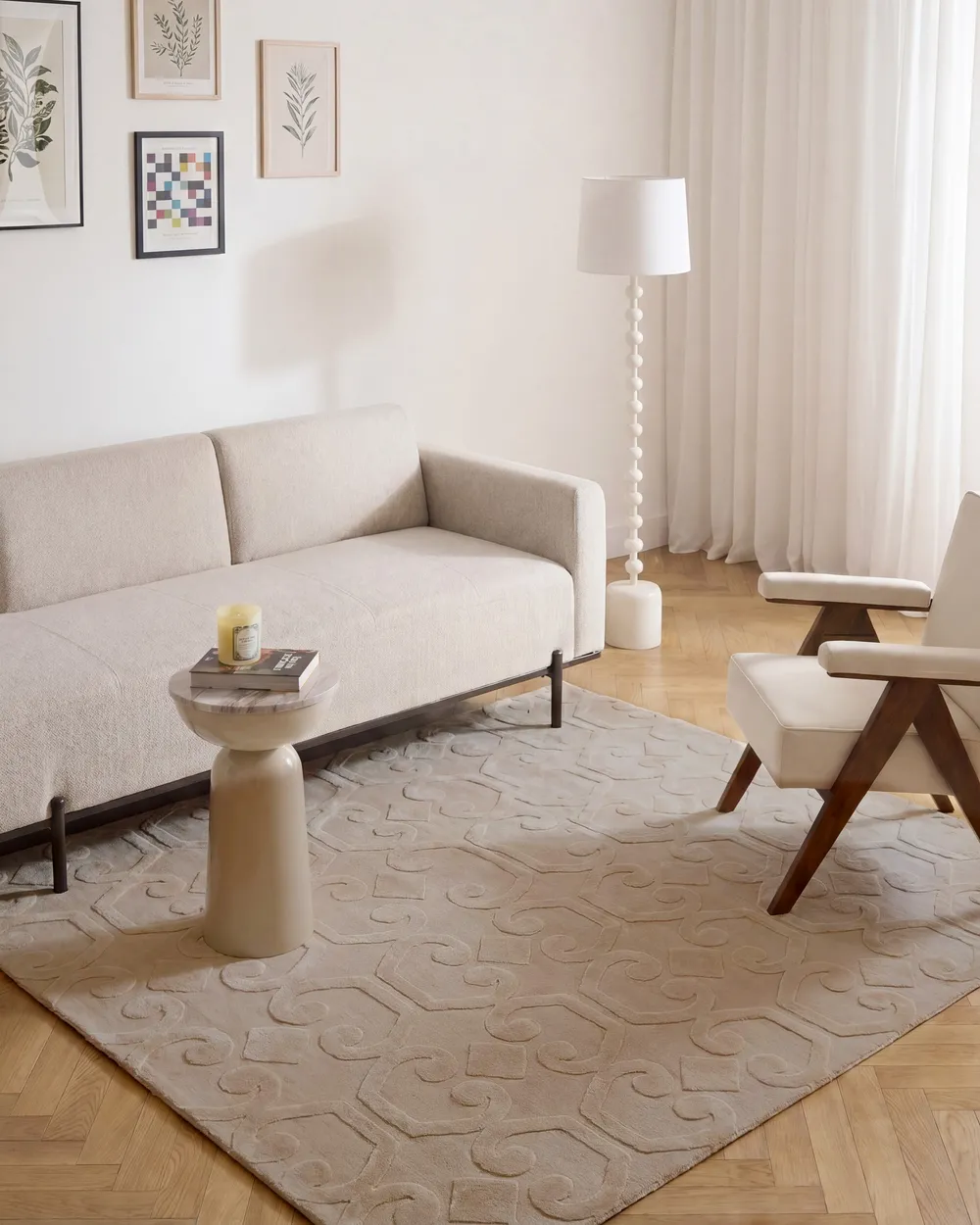 Rug GANNETT Beige 160 x 160 cm