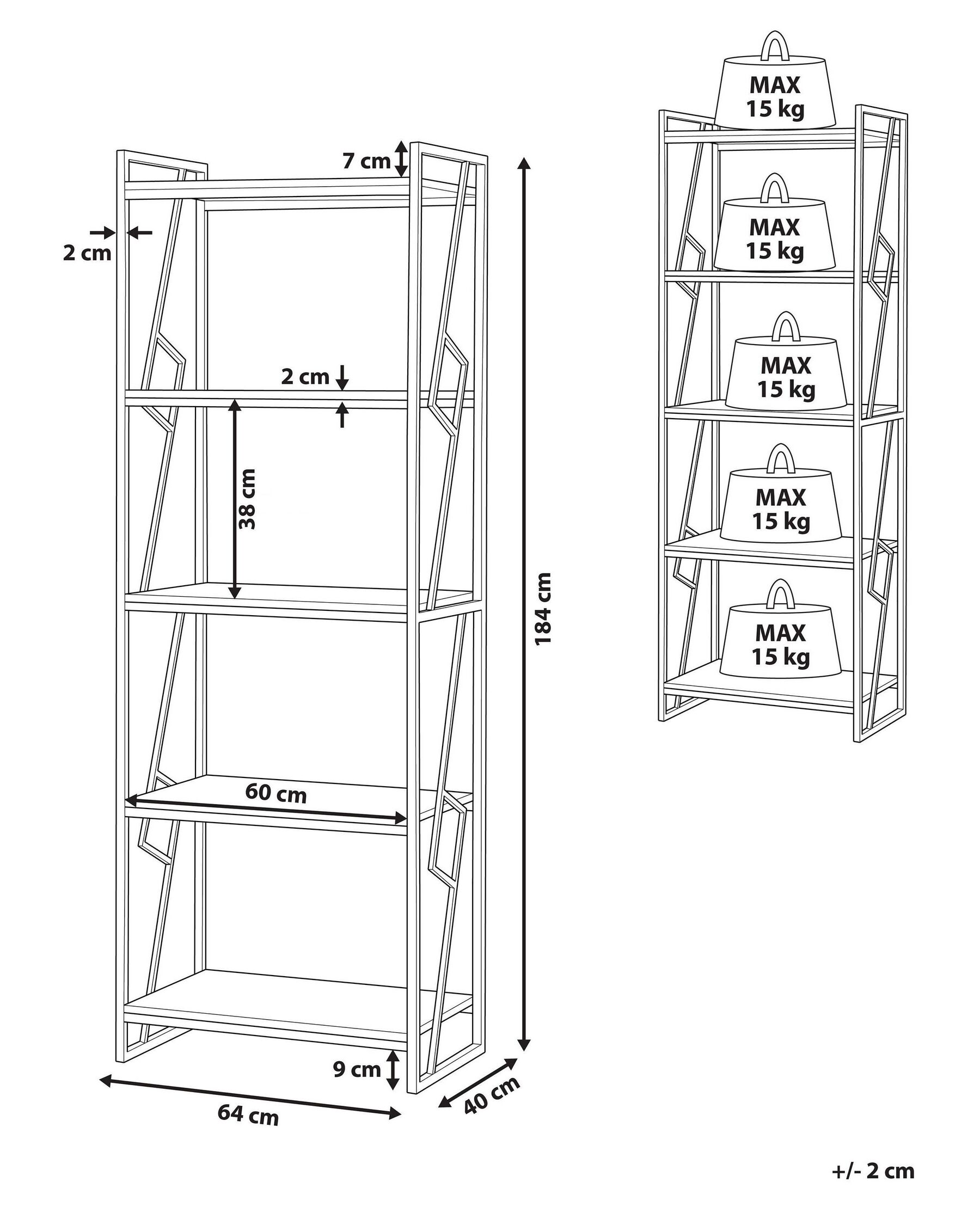 5 Tier Bookcase FORRES 184 cm Brown/ Black_779967