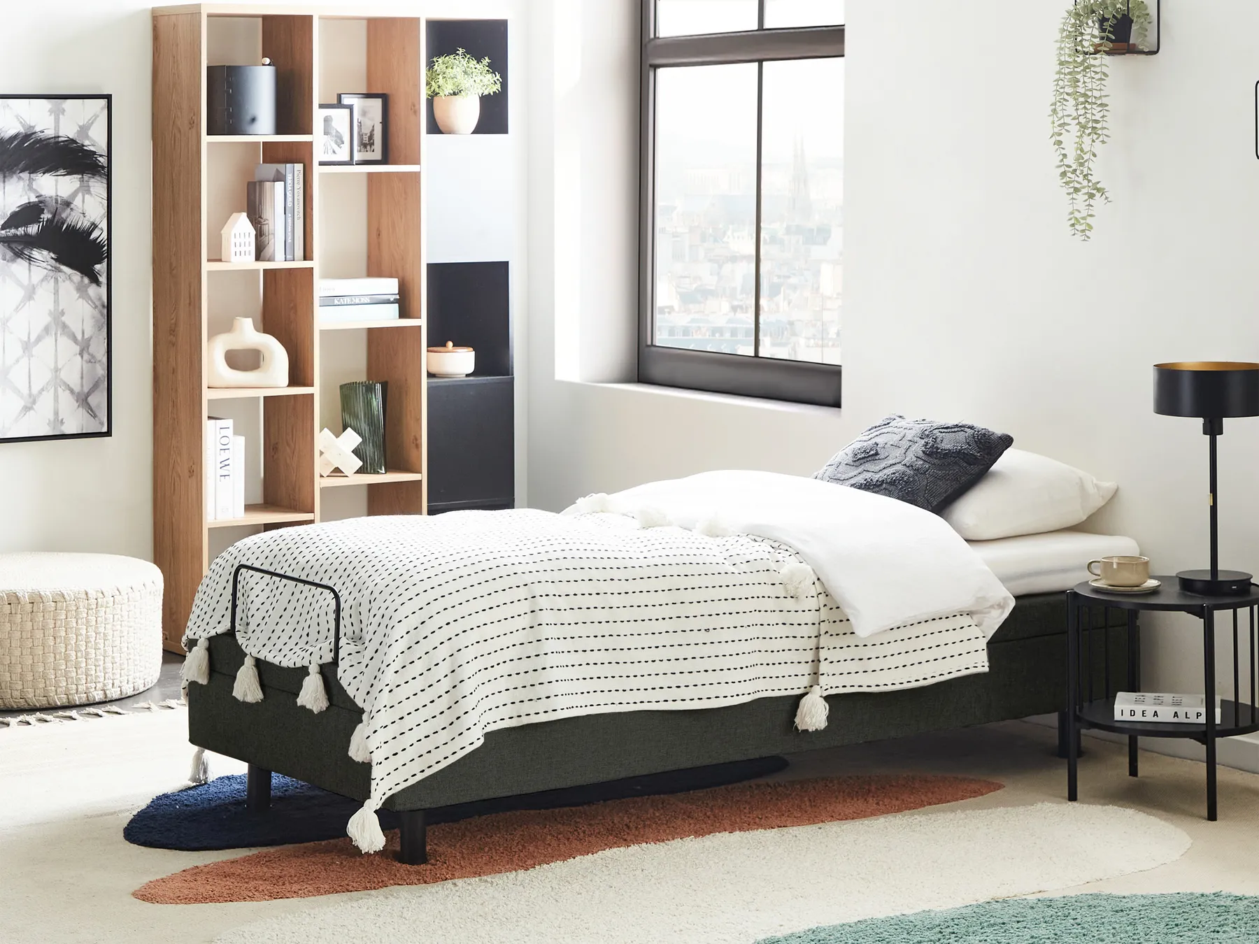 Adjustable Bed without Headboard Fabric DUKE II 80 x 200 cm (EU Small Single) Dark Grey_987298