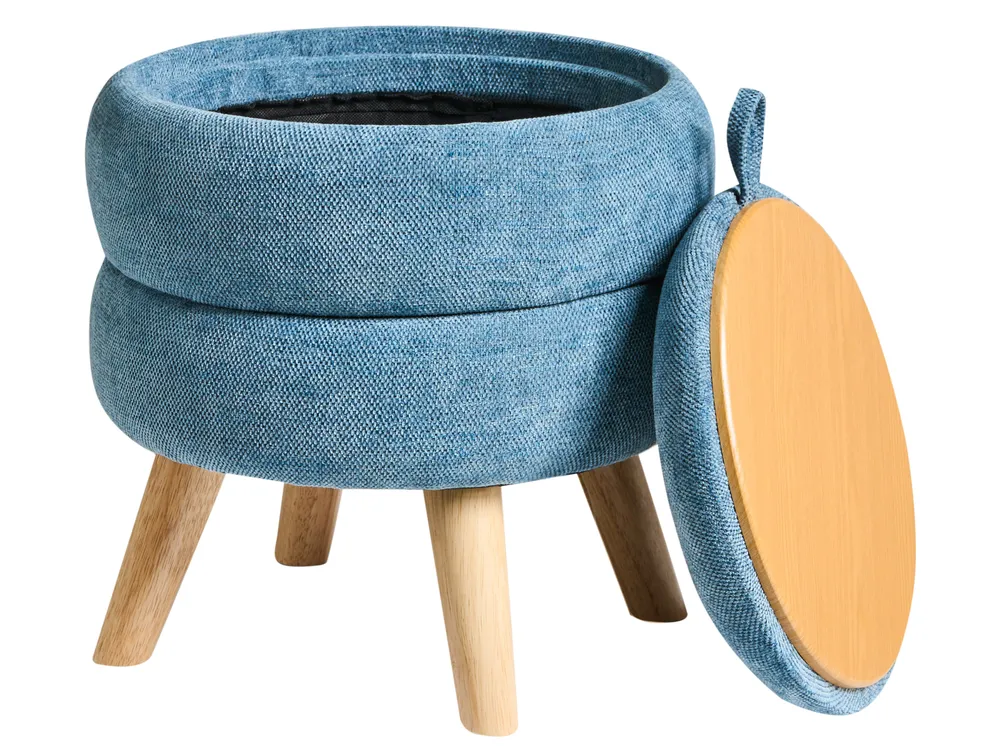Storage Pouffe HAWLEY Chenille Blue_996443